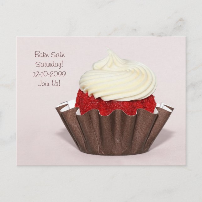 Bake Sale Fundraiser Postcard Red Velvet Cupcak Vykort (Framsida)