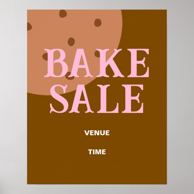 Bake Sale Sign, Cute Bake Sale Notice, Brown Poster (Framsidan)