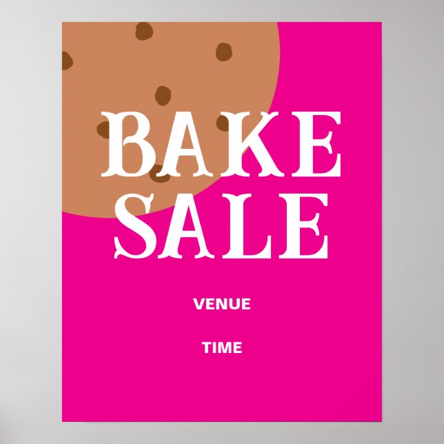 Bake Sale Sign, Cute Bake Sale Notice, Rosa Poster (Framsidan)