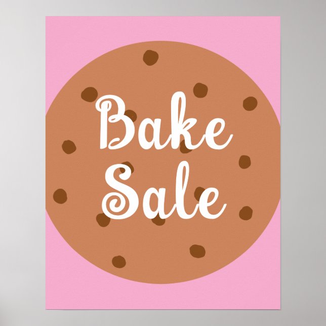 Bake Sale Sign, Cute Bake Sale Notice, Rosa Poster (Framsidan)