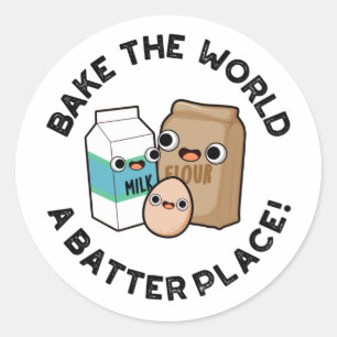 Bake World A Batter Ställe Funny Baking Pun Runt Klistermärke