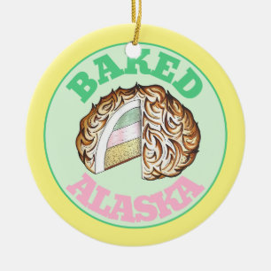 Baked Bombe Alaska Ice Cream Cake Dessert Food Julgransprydnad Keramik