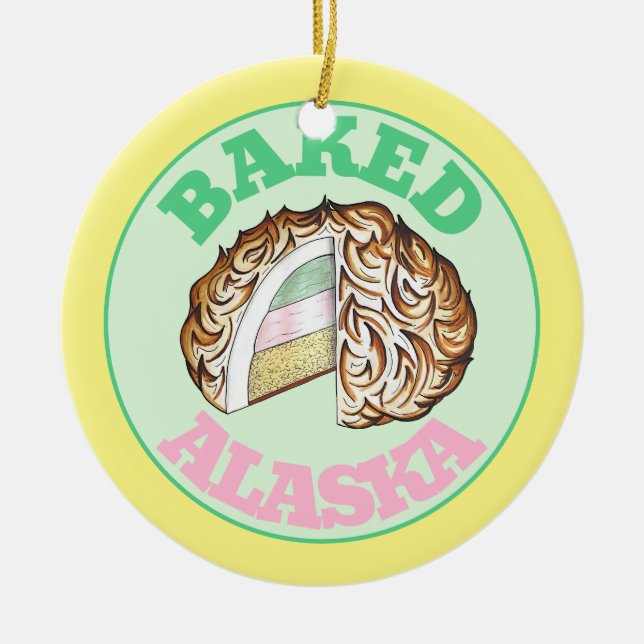 Baked Bombe Alaska Ice Cream Cake Dessert Food Julgransprydnad Keramik (Framsidan)