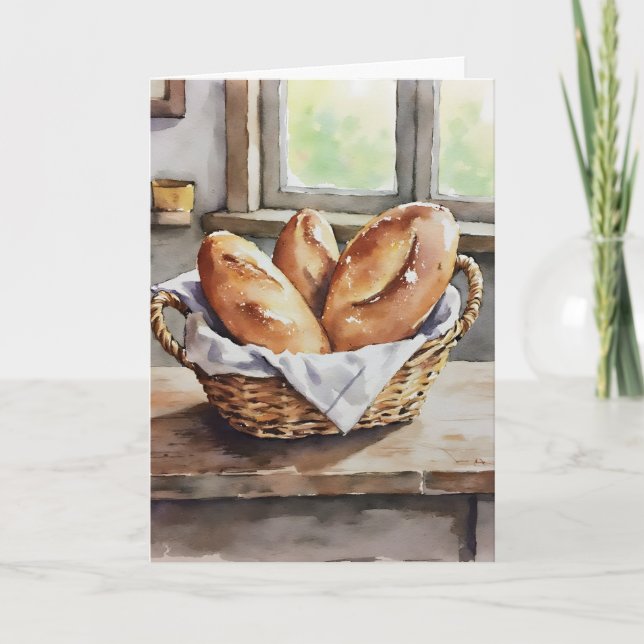 Baked Bread in a Basket Farmhouse Aesthetic  Kort (Framsida)