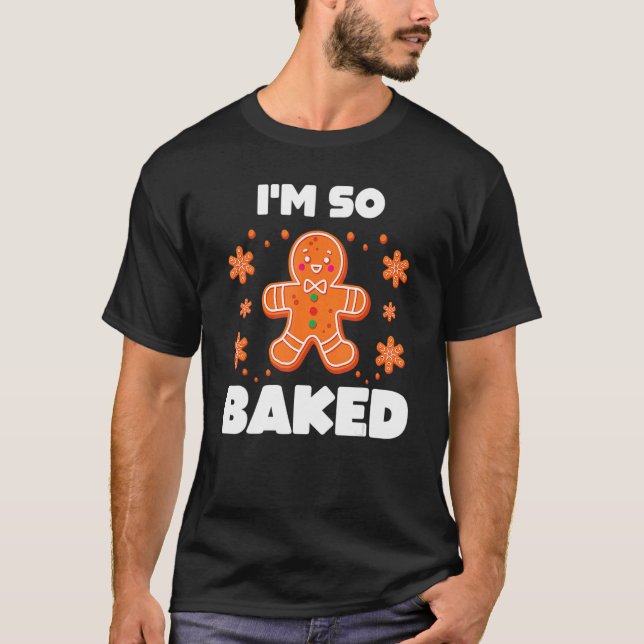 Baked Gingerbread Man Costume Christmas Cookie T Shirt (Framsida)