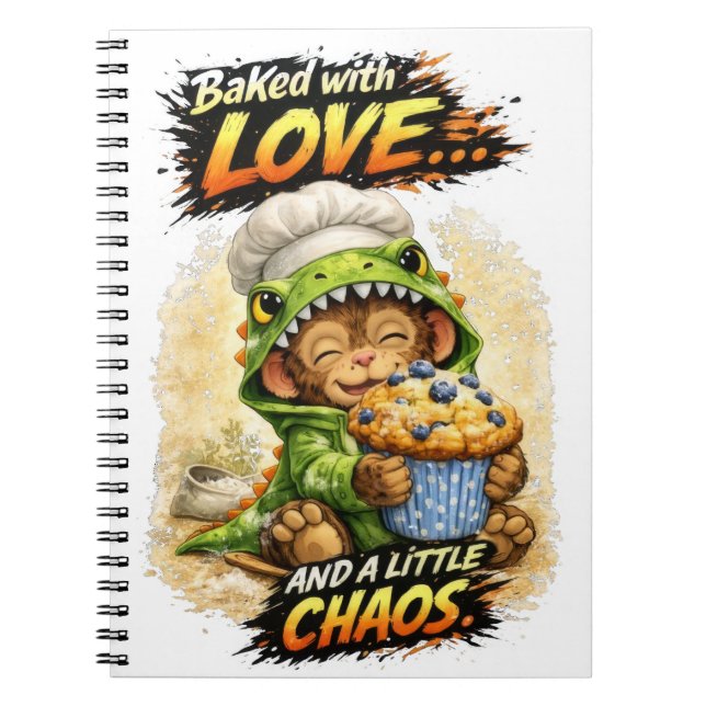 Baked with Love Notebook Cute Dino Anteckningsbok (Framsidan)