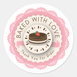 Baked with Love Thank You For Order Round Sticker Runt Klistermärke