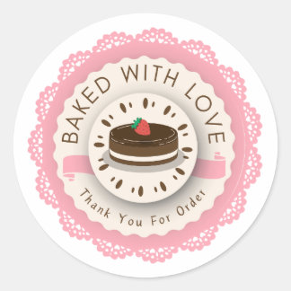 Baked with Love Thank You For Order Round Sticker Runt Klistermärke