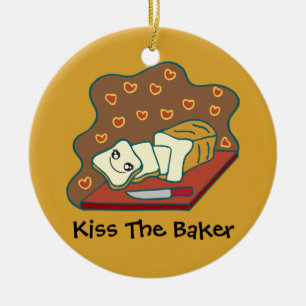 Baker Baker Bakery Cute Kawaii Bread Kärlek Julgransprydnad Keramik