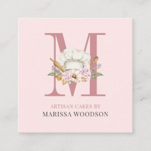 Baker Baker Pastry Chef Bakers Verktyg Rosa Square Fyrkantigt Visitkort