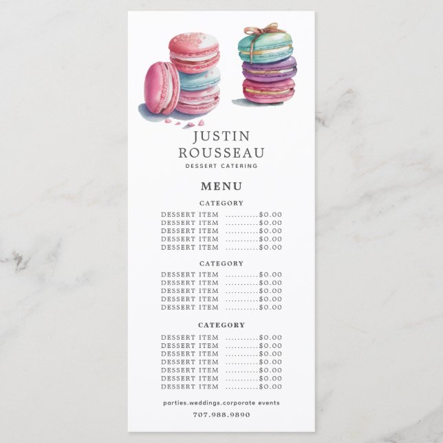 Baker Bakery Bakery Pastry Chef för vattenfärgen Meny (Framsida)