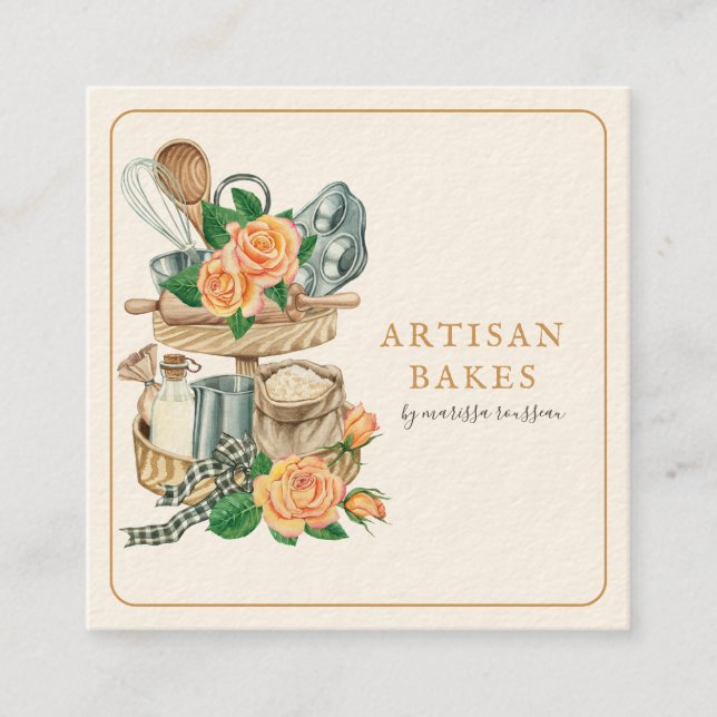 Baker Bakery Baking Utensils Fyrkantigt Visitkort (Framsida)