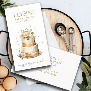 Baker Bakery Pastry Chef Cake Beige Guld Visitkort