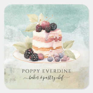 Baker Bakery Pastry Chef Catering Business Fyrkantigt Klistermärke