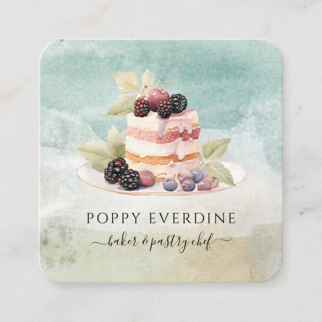 Baker Bakery Pastry Chef Catering Business Fyrkantigt Visitkort (Framsida)