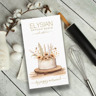 Baker Bakery Pastry Chef Guld Beige Cake Visitkort