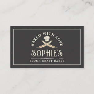 Baker Bakery Pastry Chef Logotyp Black Visitkort