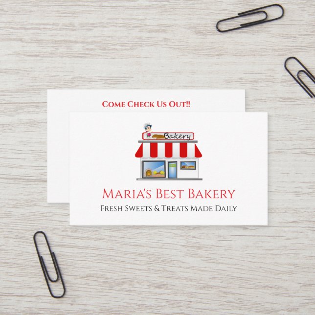 Baker Bakery Store Cafe Business Card Visitkort (Fram/Back In Situ)