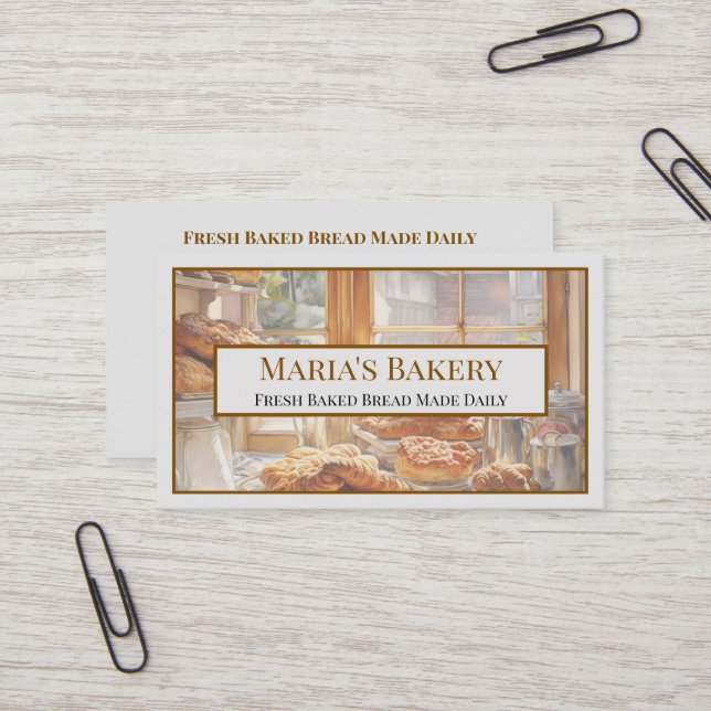 Baker Bakery Store Cafe Business Card Visitkort (Fram/Back In Situ)