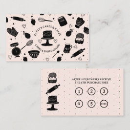 Baker Baking Utensils Rosa Black Loyalty Cards Visitkort