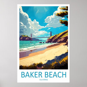 Baker Beach Vintage Resoreraffisch Ski National Poster