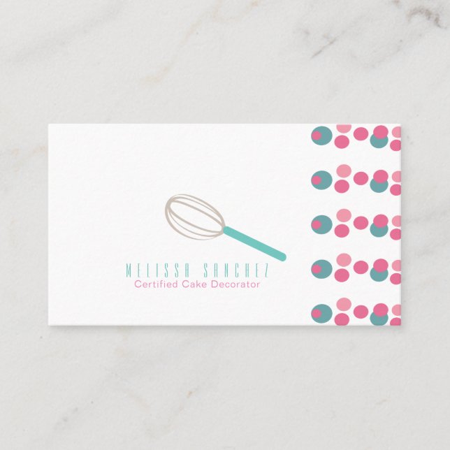 Baker Cake Logotyp Bakery Whisk Dots Visitkort (Framsida)