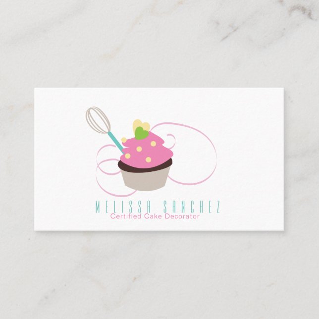 Baker Cake Swirl Bageri Choklad Cupcakes Visitkort (Framsida)
