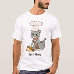Baker Cat - Grått Tom Pastry Chef Cat Lover T Shirt