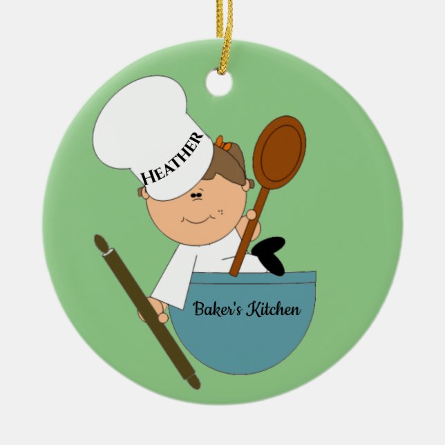 Baker Chef Design Ceramic Ornament (Framsidan)