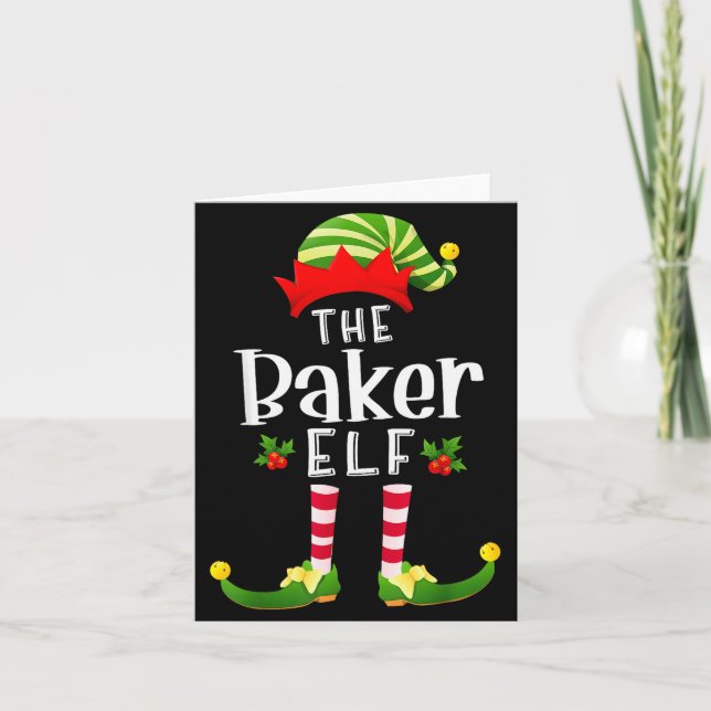 Baker Christmas Elf Matching Pajama X-mas Party  Kort (Framsida)