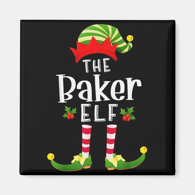 Baker Christmas Elf Matching Pajama X-mas Party  Magnet (Framsidan)