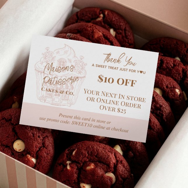 Baker Cupcake Tack För Promo Kod Konditori Bageri Rabattkort (Baker Cupcake Thank You Promo Code Pastry Bakery Discount Card)