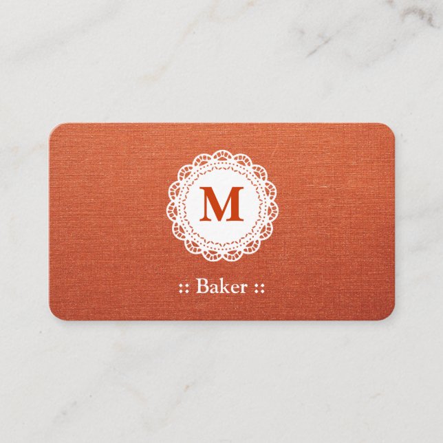 Baker Elegant Snöre Monogram Visitkort (Framsida)