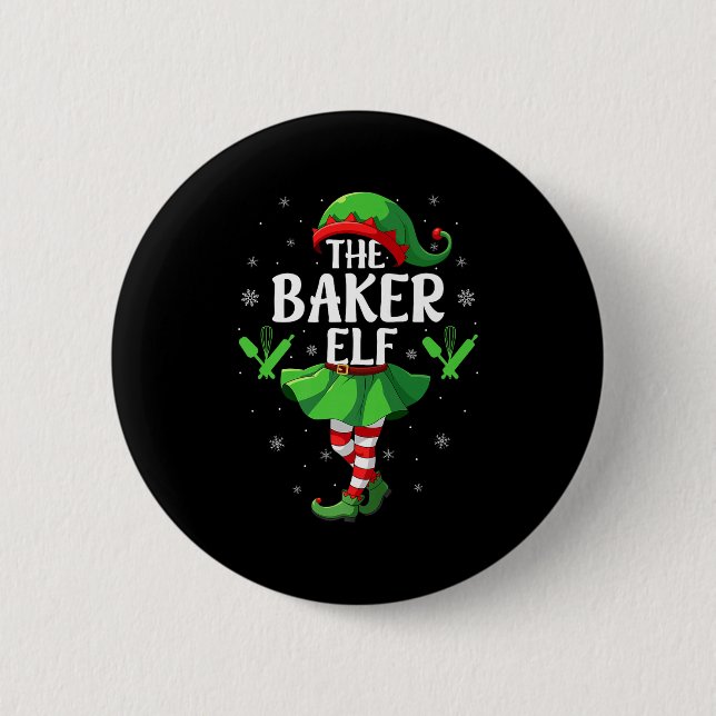 Baker Elf Christmas Girls Women Elf Squad Xmas Fam Knapp (Framsida)