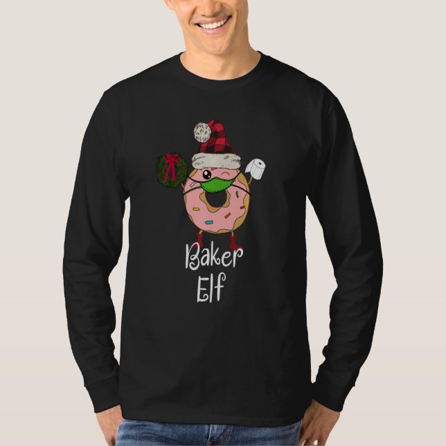 Baker Elf Quarantine jul Elf Funny Donut 2002 T Shirt (Framsida)