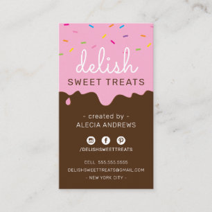 BAKER FROSTING DRIP söt sprinkles rosa Choklad Visitkort