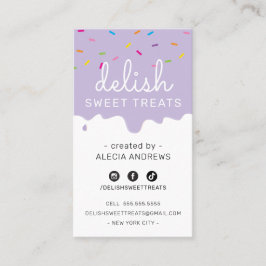 BAKER FROSTING modern färglös sprinkler lila Visitkort