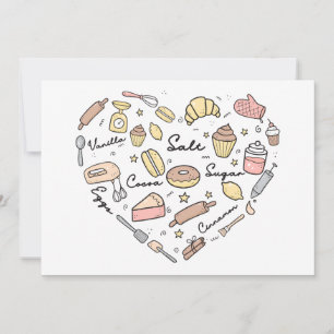 Baker Heart Funny Bakery Baking Pastry Chef Julkort
