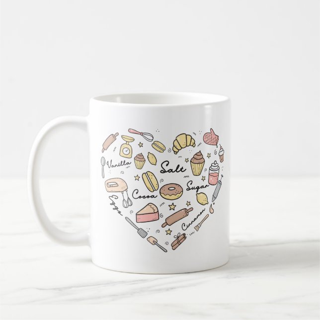 Baker Heart Funny Bakery Baking Pastry Chef Kaffemugg (Vänster)