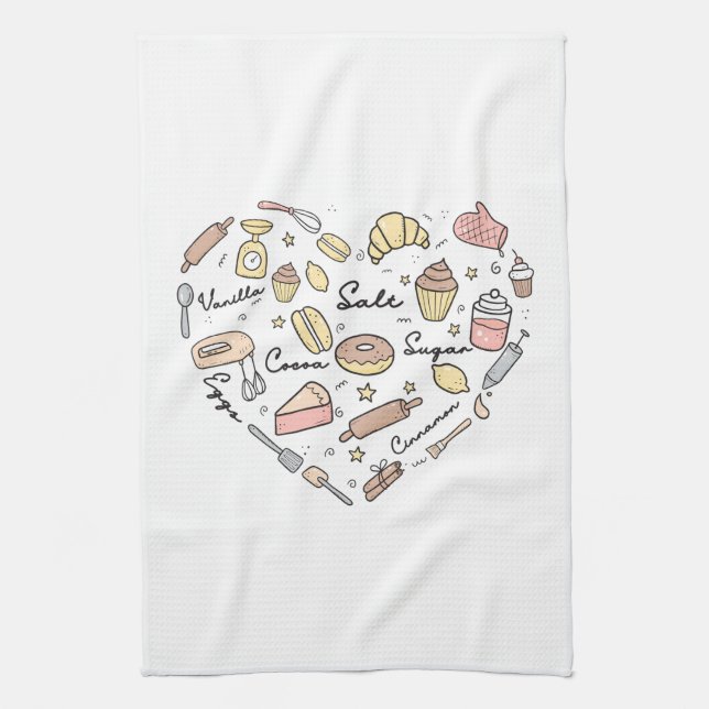 Baker Heart Funny Bakery Baking Pastry Chef Kökshandduk (Vertikal)
