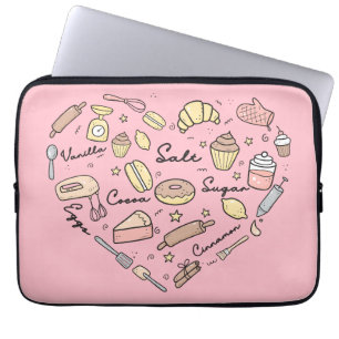 Baker Heart Funny Bakery Baking Pastry Chef Laptop Fodral