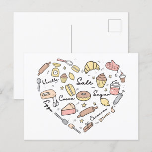 Baker Heart Funny Bakery Baking Pastry Chef Vykort