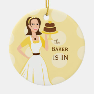 Baker in-/utloggningsskylt julgransprydnad keramik
