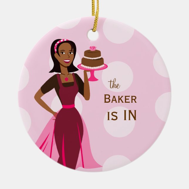 Baker in-/utloggningsskylt julgransprydnad keramik (Framsidan)