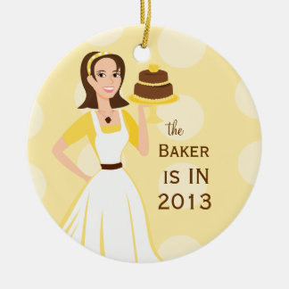 Baker in-/utloggningsskylt julgransprydnad keramik