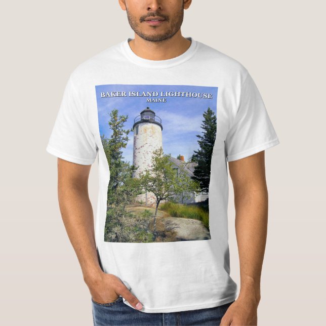 Baker Island fyr, Maine T-Shirt (Framsida)