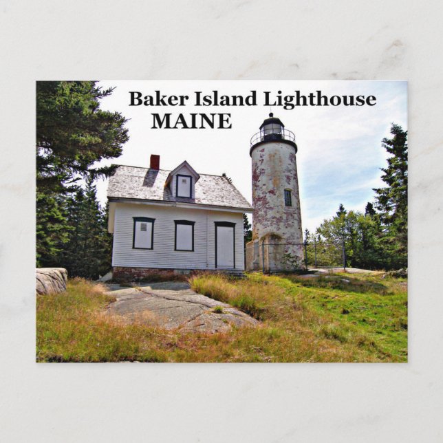 Baker Island fyr, Maine vycard Vykort (Framsida)