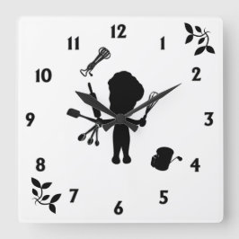 Baker juggles hans utensils/Verktyg Fyrkantig Klocka