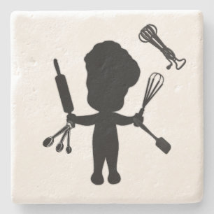 Baker juggles hans utensils/Verktyg Stenunderlägg