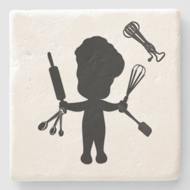 Baker juggles hans utensils/Verktyg Stenunderlägg (Framsidan)